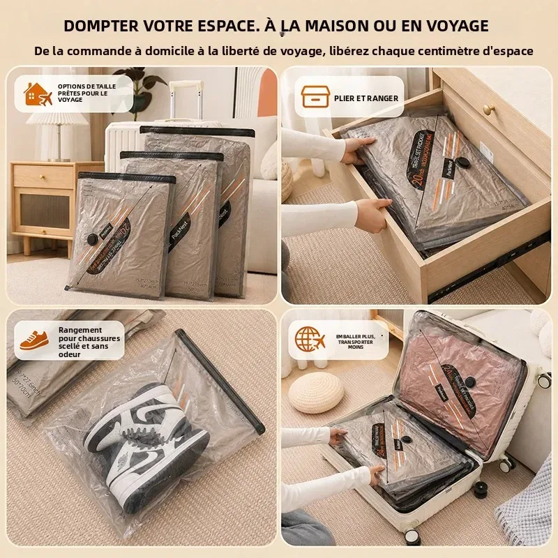 sacs vide compression valise voyage pompe electrique kit, 3 tailles bagages vetements armoire placard organisateur rangement grande capacite anti moisi portatif compact accessoires maison protection reutilisable