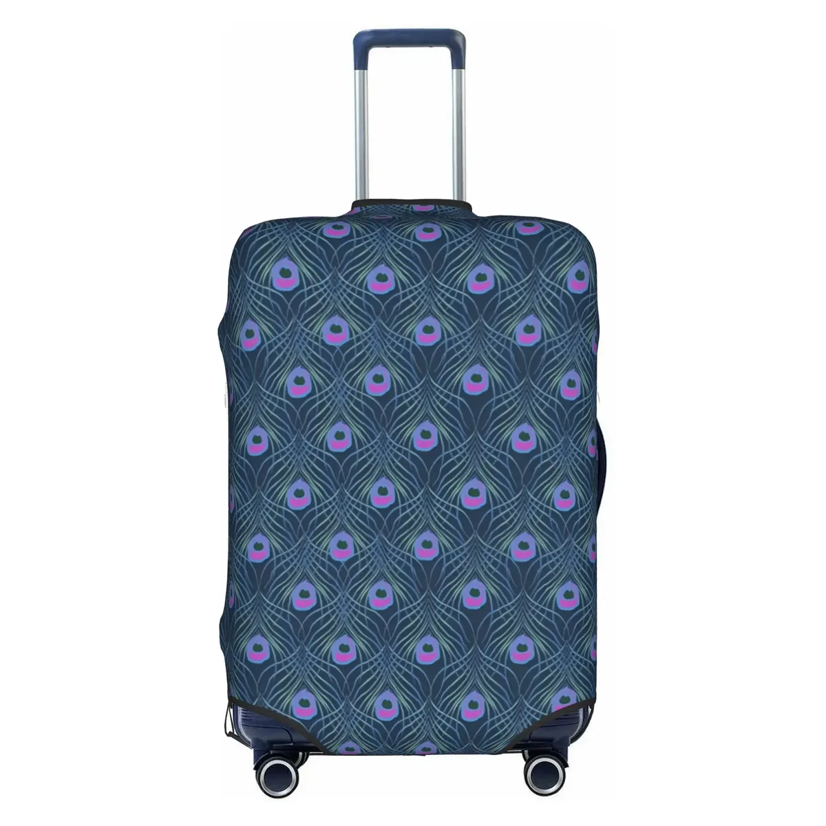 housse de protection pour bagages, motif paon amusant, violet clair sur violet, housse de valise de voyage élastique à motif animal