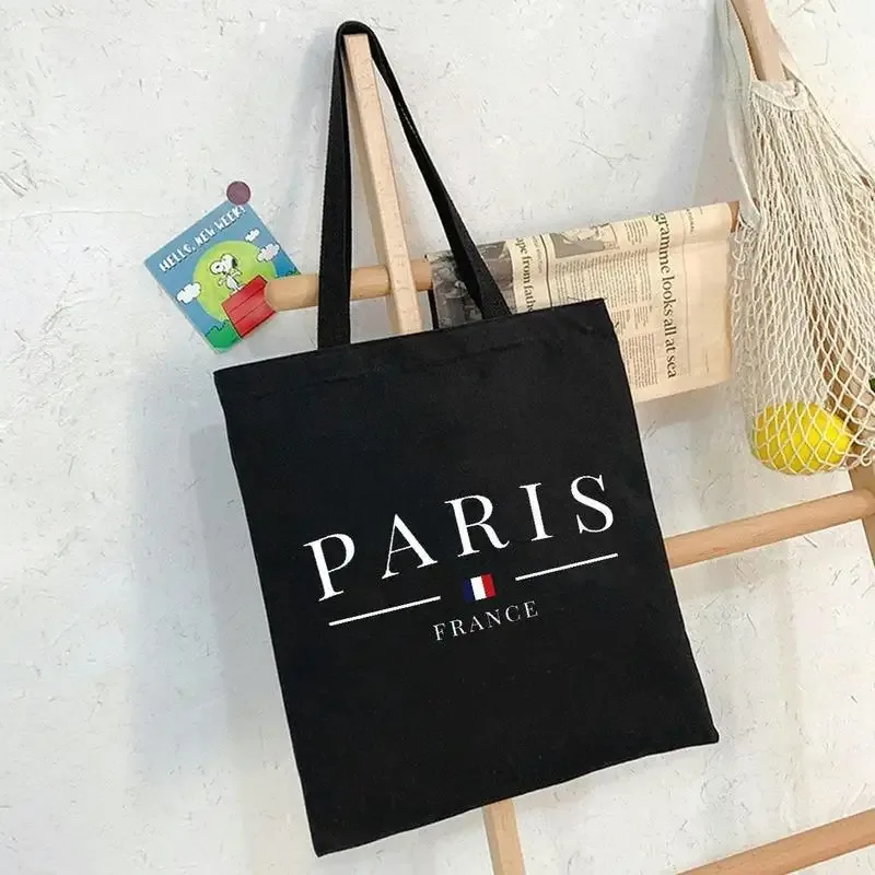 grand sac fourre-tout tour eiffel, idéal pour les cadeaux sur le thème français, imprimé paris double face avec motif tour eiffel, doux et confortable.