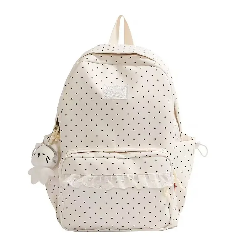 sac à dos coréen style collège à pois, esthétique, pour collège, voyage, double bandoulière, style ballet doux, petit sac à dos pour fille