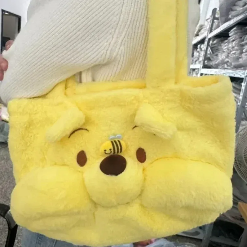 sac à bandoulière kawaii en peluche multi-styles, mignon winnie l'ourson, sac à main ours de dessin animé, grande capacité, sac bandoulière pour filles