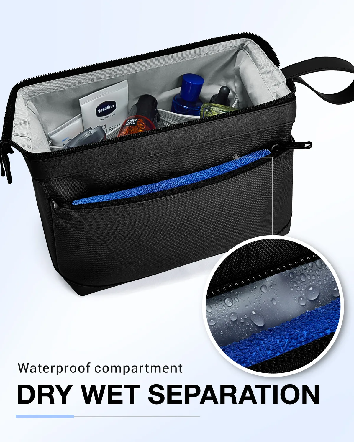 bagsmart-trousse de toilette pour homme, grande ouverture, voyage, eau, degré, rasage, hygiène, douche, essentiels de voyage