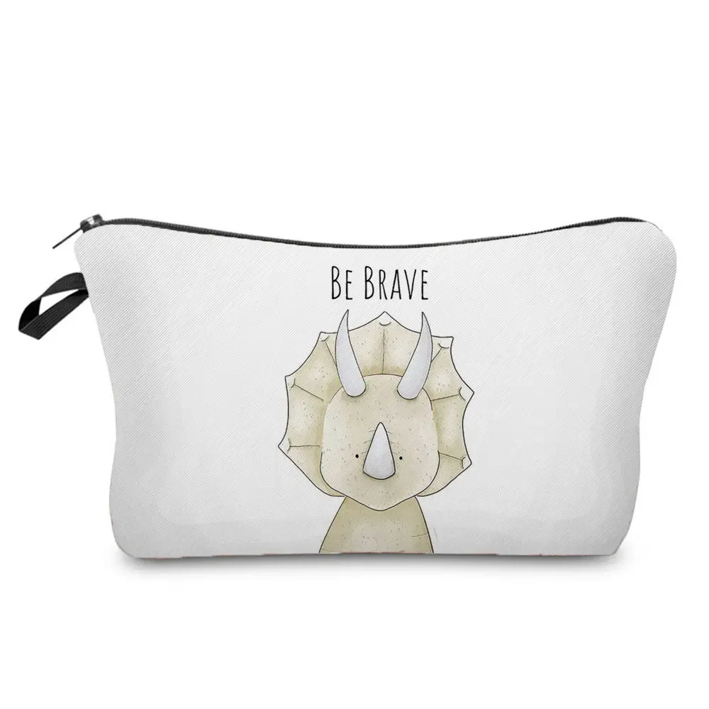 trousse à cosmétiques avec impression d'animaux aquarelle, sac de maquillage pour femme, dessin animé dinosaure ours, sac de rangement de jouets portable, meilleur cadeau pour enfants