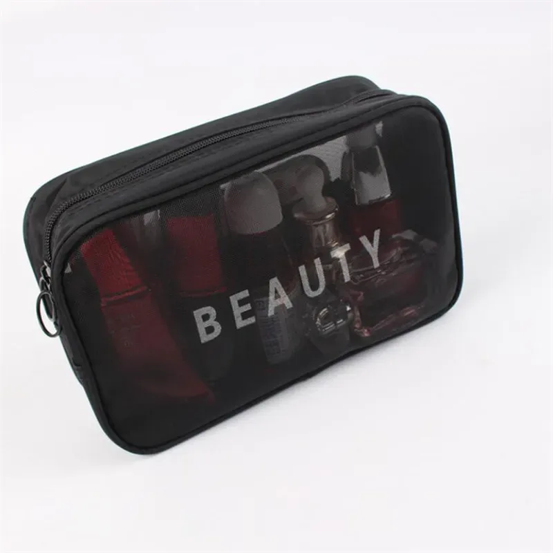 trousse de maquillage transparente à fermeture éclair pour femme, trousse de maquillage de voyage, trousse de toilette, trousse de lavage de beauté, sacs d'évaluation, poudres de stockage