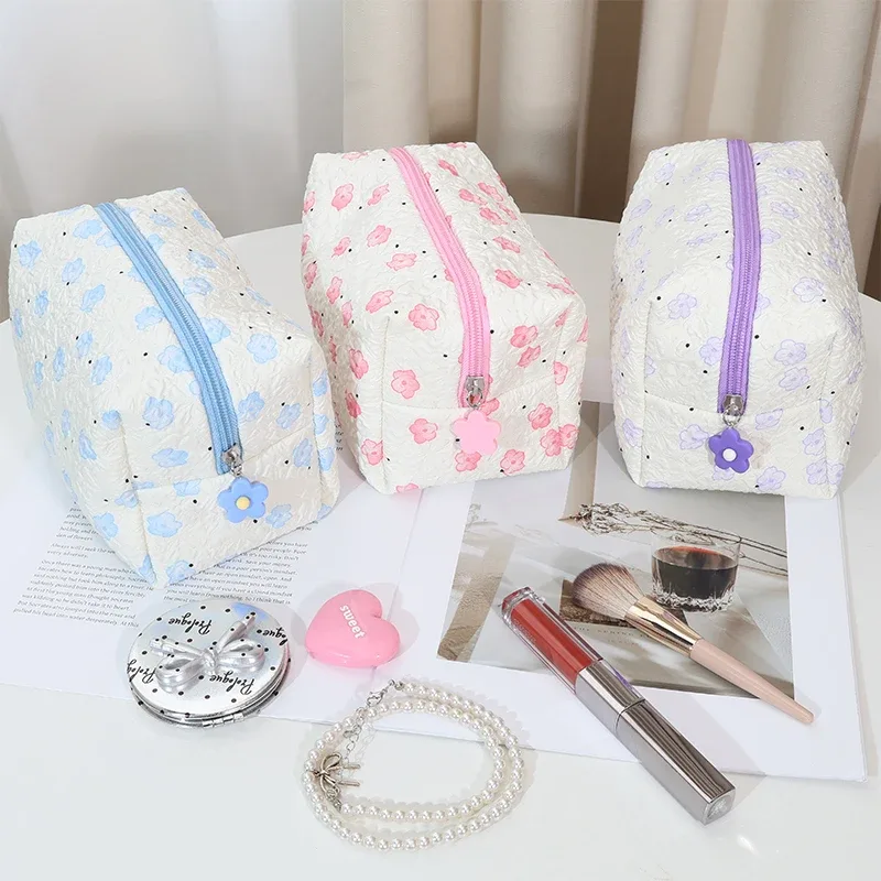 Sac de maquillage moelleux à motif bulles - Sac de rangement cosmétique portable de grande capacité - Sac organisateur de maquillage multifonctionnel