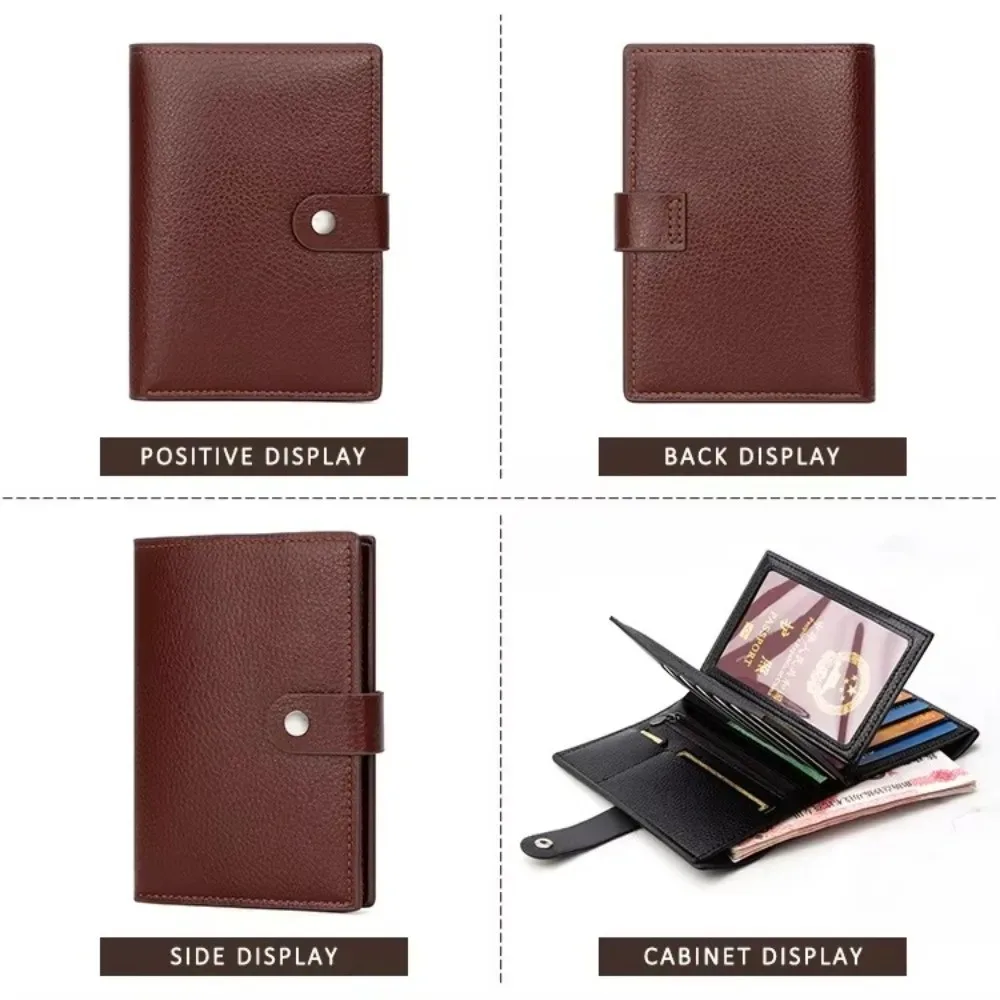 portefeuille de voyage en cuir grande capacité, porte-cartes multiples, pochette zippée pour pièces de monnaie, pour hommes et femmes, avec blocage rfid, pochette sécurisée, organiseur