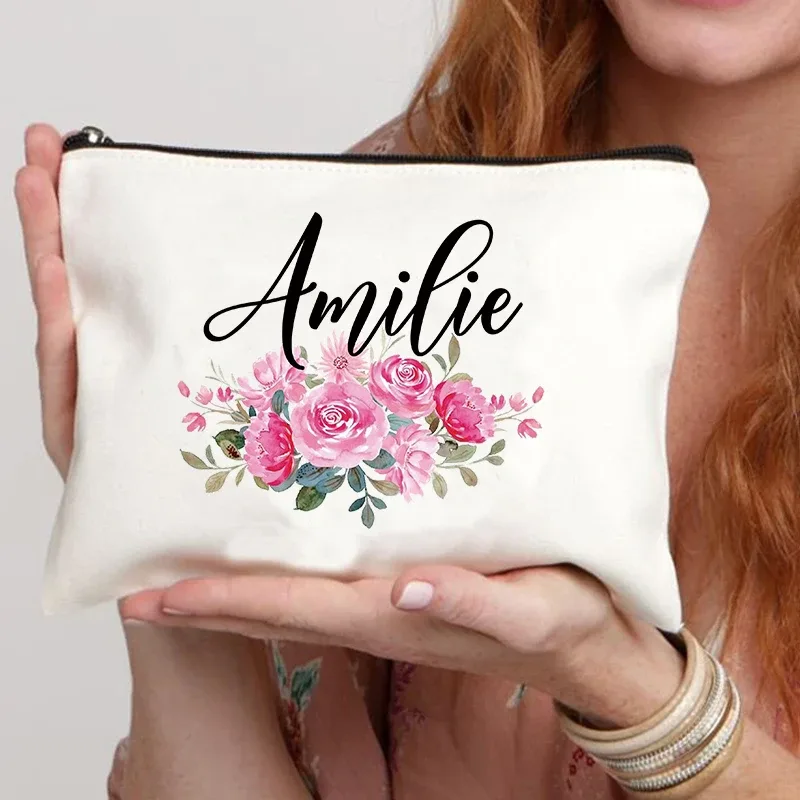 trousse à cosmétiques personnalisée avec nom, meilleur cadeau pour les enseignants de demoiselle d'honneur, femme, sœur, trousse de maquillage personnalisée, trousse de toilette tendance pour femmes