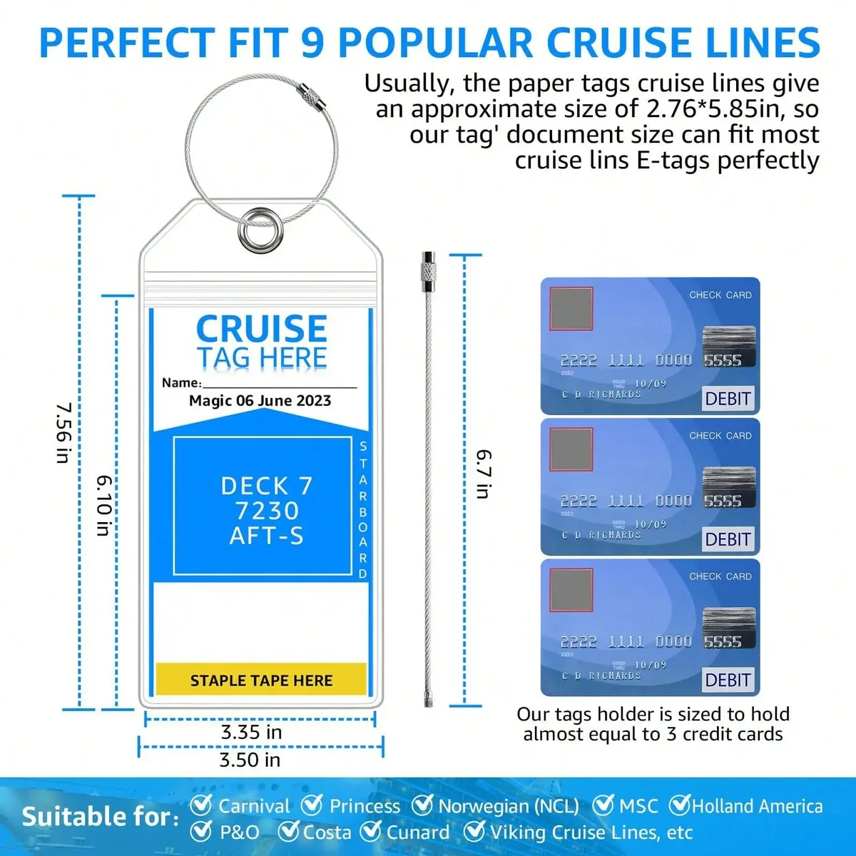 étiquette de bagage pour bateau de croisière (sans carte intérieure en papier) – étiquette de bagage étanche, panneau anti-perte, dispositif super performant