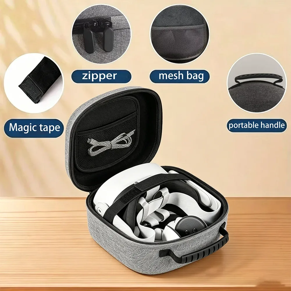 Étui de protection rigide EVA Meta Quest 3S, sac de rangement pour casque VR et accessoires, sac d'organisation pour accessoires de casque VR