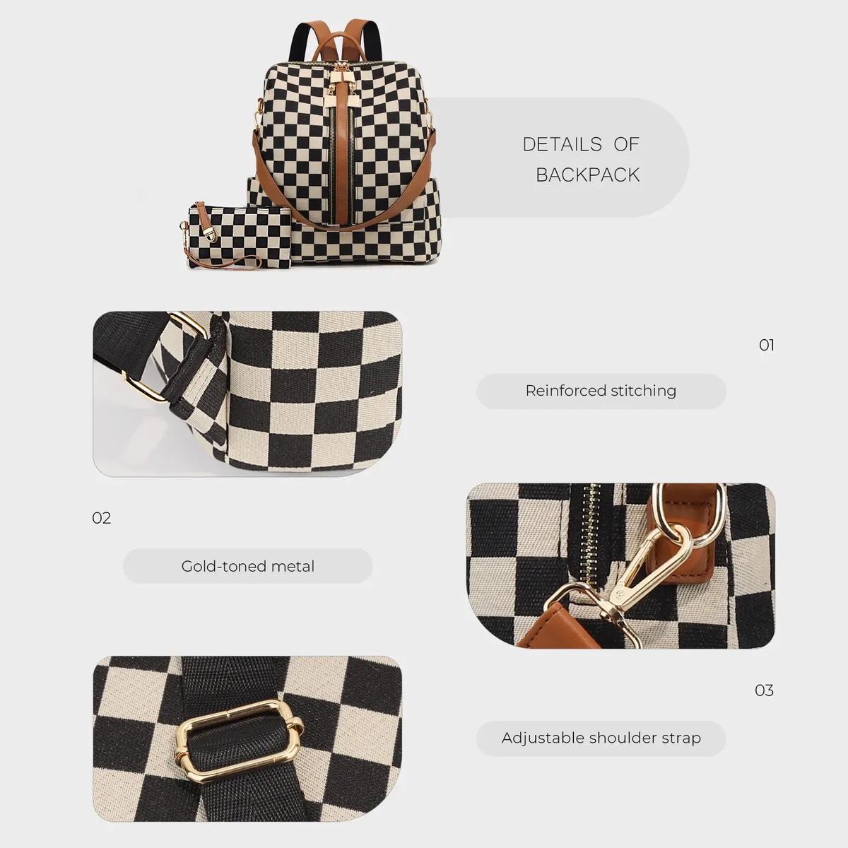 sac à dos tendance à carreaux pour femmes, grande capacité, sac à dos de voyage pour maman, sac à dos scolaire