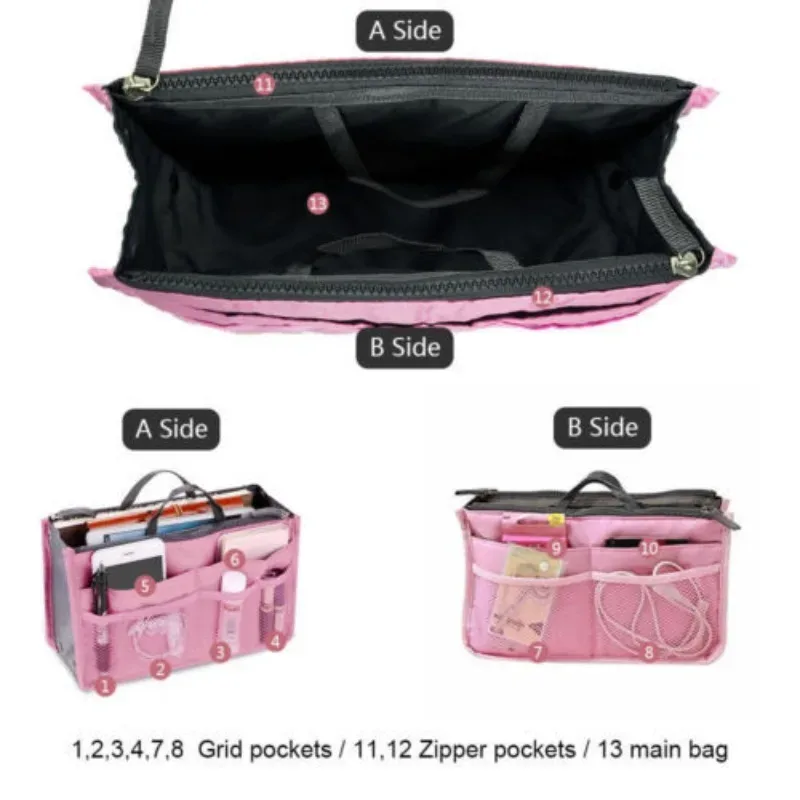 organisateurs de sacs à main, sac de rangement multifonctionnel à double pli, sac de grande capacité, sac de classification