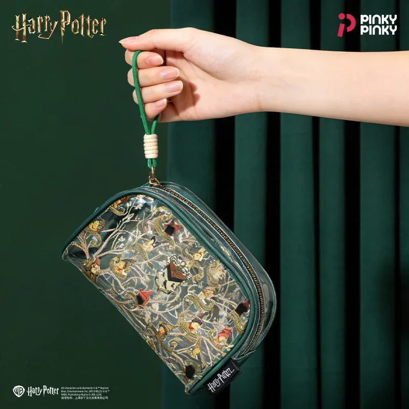 trousse de maquillage noire pinky harry potter, pochette de rangement familiale, trousse de toilette transparente en pvc pour les déplacements et les voyages, cadeau pour les fans, les étudiants et les femmes