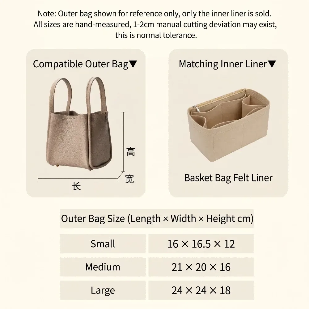 organisateur de sac en feutre, insert de sac à main, pochette de rangement pour panier à légumes, doublure intérieure multi-usages anti-usure
