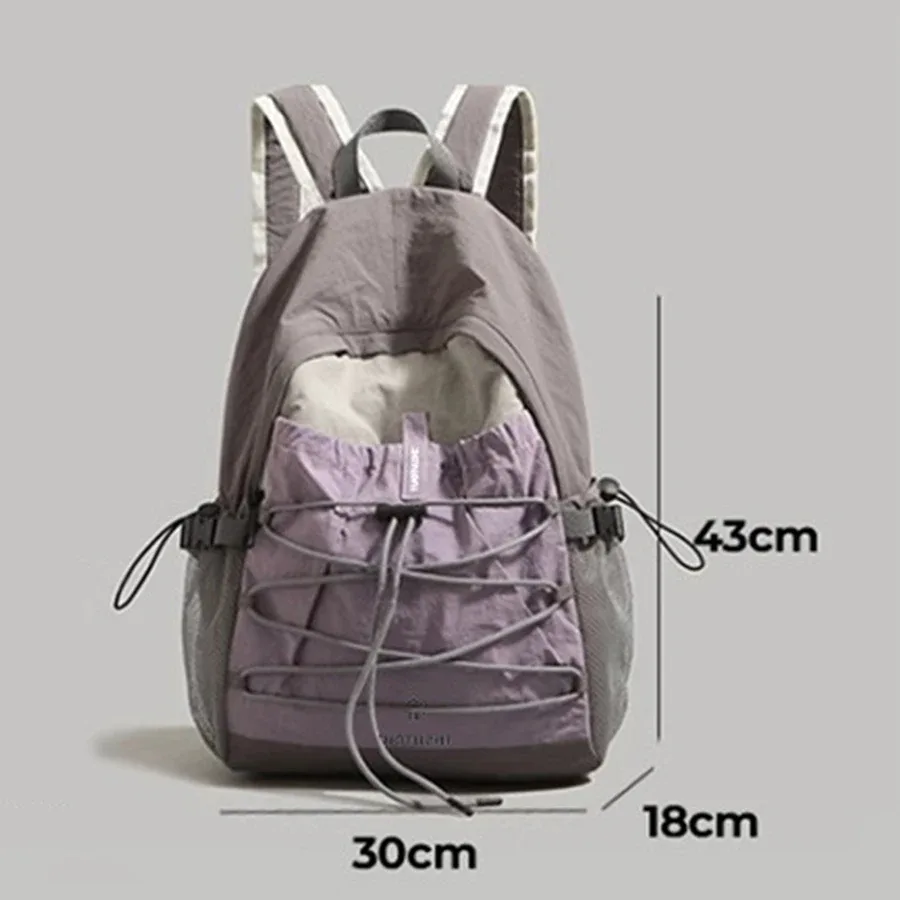 sac à dos à cordon de serrage bicolore, léger, en nylon, pour étudiants, idéal pour les voyages, la randonnée et les activités de plein air, pour hommes, femmes et adolescents.