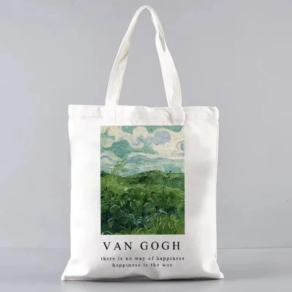 sac fourre-tout en toile inspiré de la peinture à l'huile d'artiste vincent van gogh, pour le shopping, le travail, l'école ou les voyages, sac à bandoulière écologique