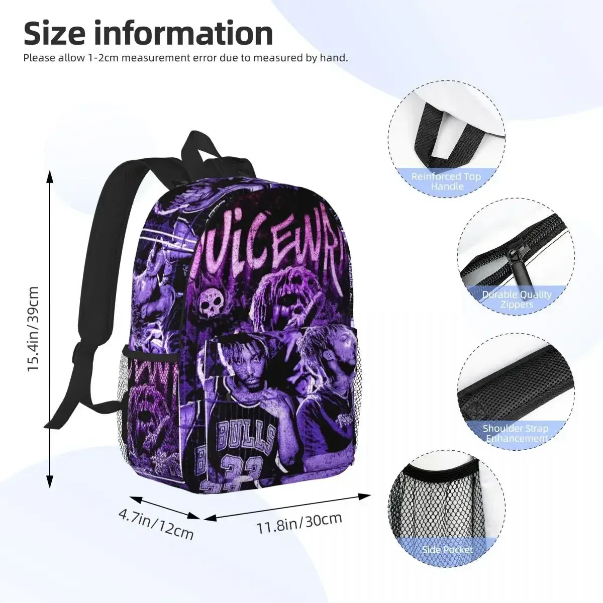 juice wrld – sac à dos pour étudiants, garçons et filles, sac d'école pour enfants, sacs à bandoulière pour ordinateur portable pour hommes et femmes