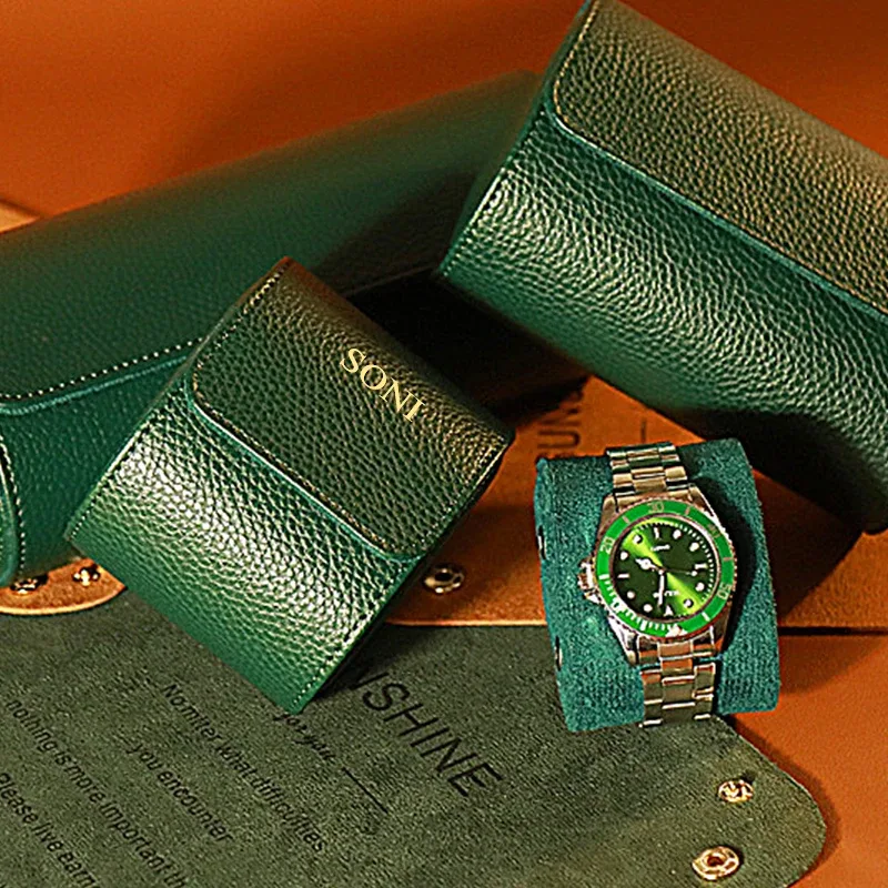 boîte de montre portable de voyage avec nom personnalisé, sac de rangement de montre vintage de luxe en cuir pu, emballage de montre gravé, boîte de rangement cadeau