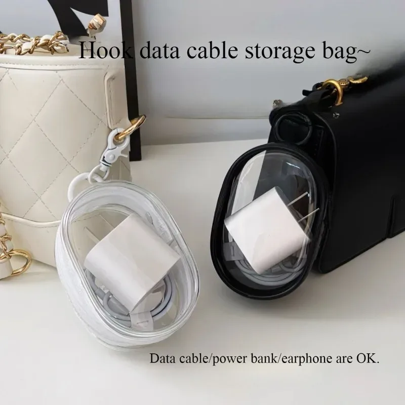 sac de rangement portable mini transparent avec fermeture éclair - organisateur peu encombrant pour écouteurs et chargeurs, polyvalent avec boucle porte-clés pratique