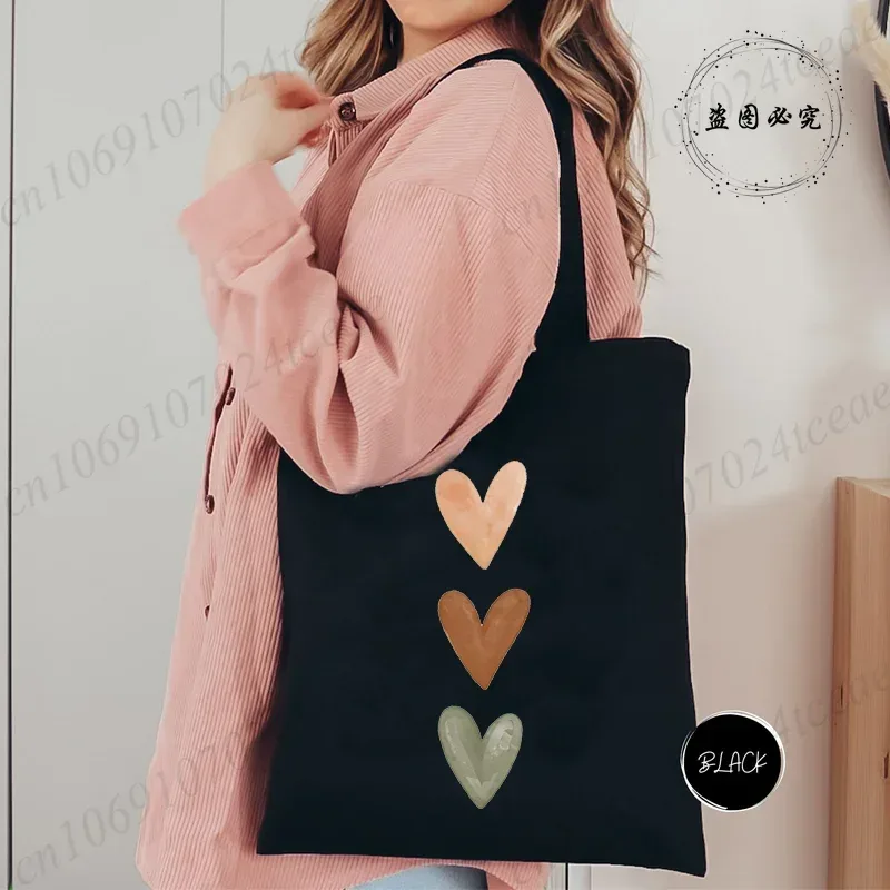 sac de shopping pour femmes minimaliste aquarelle coeur imprimé graphique sacs à bandoulière étudiants filles fourre-tout décontractés femmes sacs à main hg01