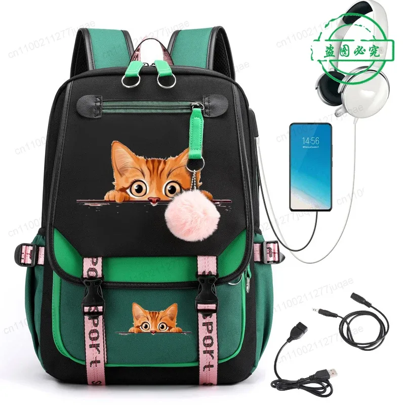 sac à dos kawaii chat de dessin animé tendance anime pour adolescentes et adolescents, sac d'école, sac de voyage pour ordinateur portable
