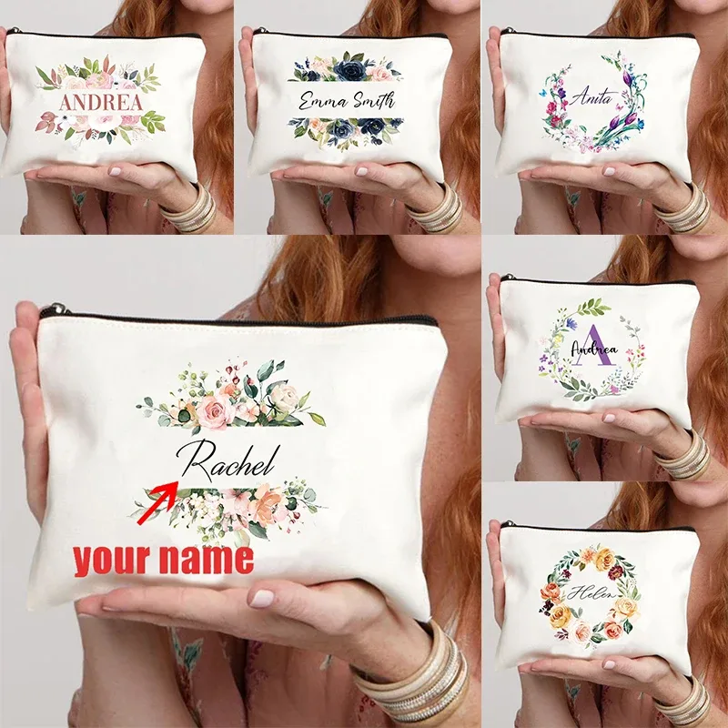 Trousse à cosmétiques personnalisée avec nom, meilleur cadeau pour les enseignants de demoiselle d'honneur, femme, sœur, trousse de maquillage personnalisée, trousse de toilette tendance pour femmes
