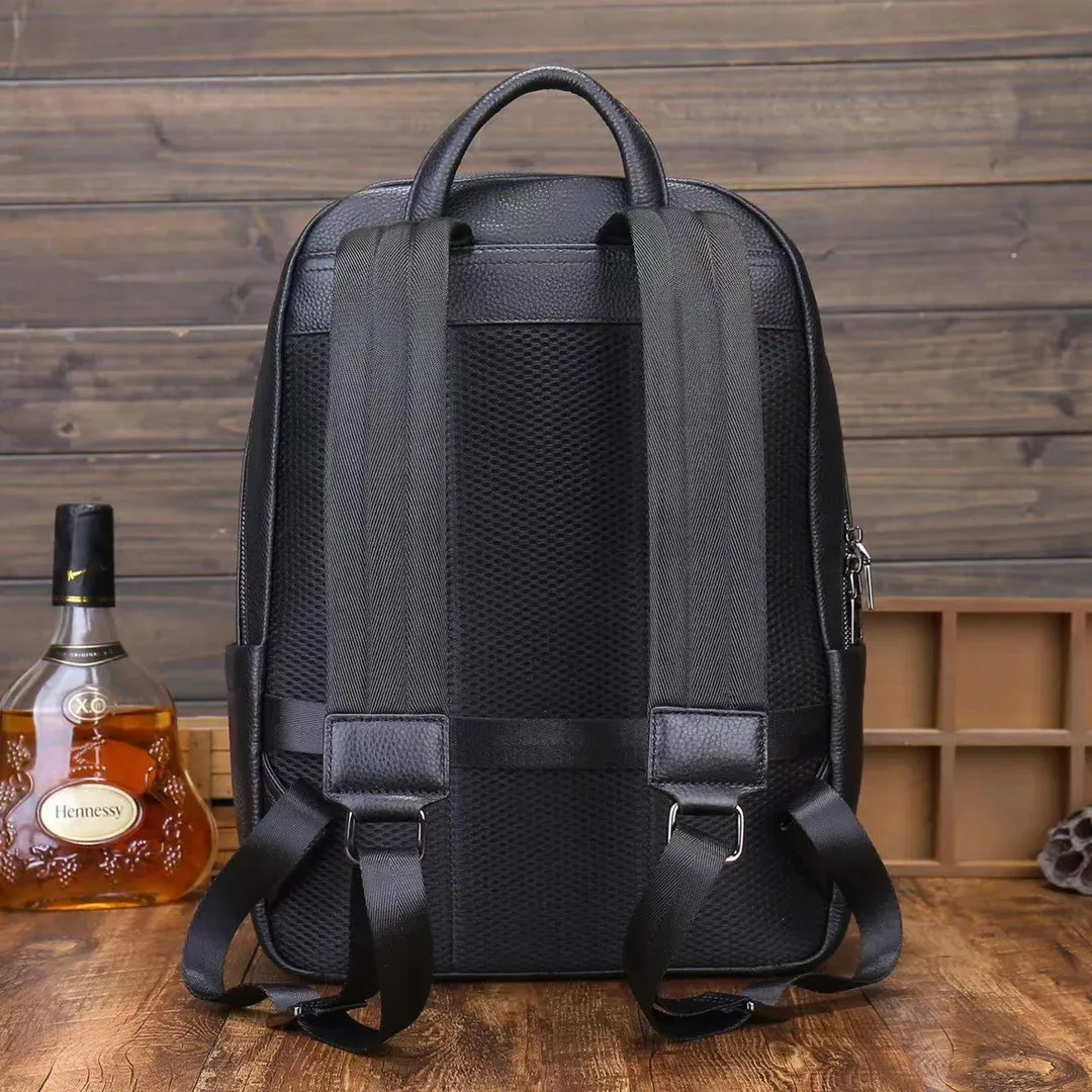 sac à dos classique de luxe noir en cuir véritable pour hommes, grand sac d'affaires de voyage en plein air multifonction, tendance, pour ordinateur, 2026