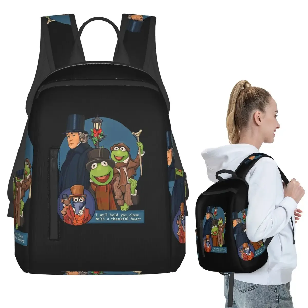 sac à dos i will hold you close with a thankful heart muppet christmas carol, sac à livres pour étudiants, sac d'école, sacs à bandoulière pour ordinateur