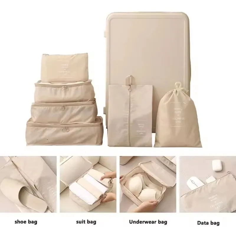 ensemble de sacs de rangement de voyage 7/8/9/10 pièces, organiseur de toilette numérique, cubes de rangement pour valise, pour vêtements, chaussures et pochettes de rangement