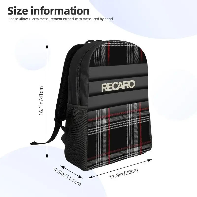 sac à dos pour ordinateur portable avec logo recaros personnalisé, pour femmes et hommes, sac à dos d'école léger, décontracté, pour le travail, les voyages, le sport