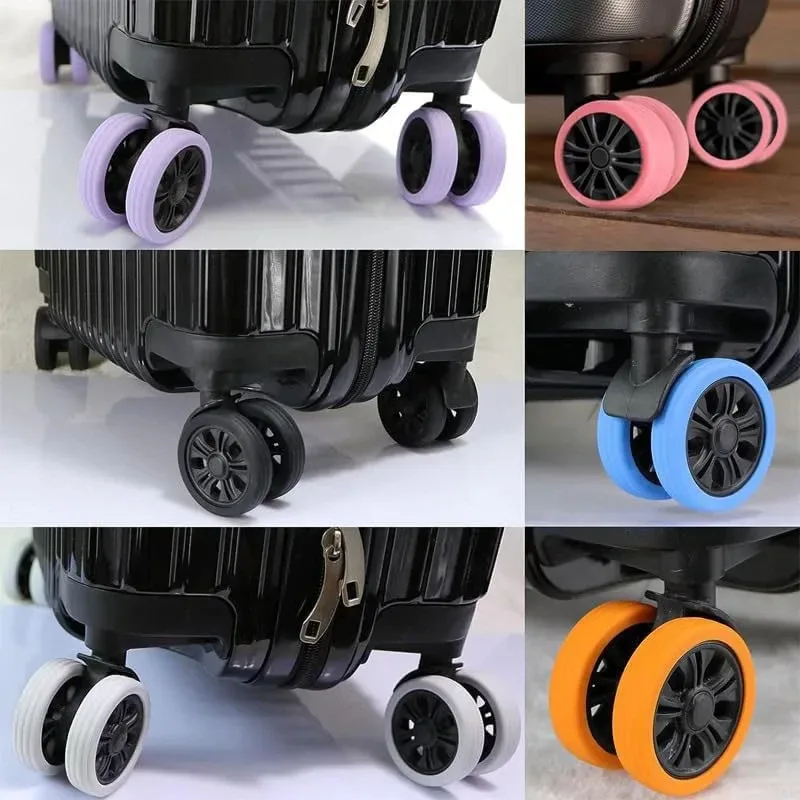protecteur de roues de bagages en silicone, accessoires de valise de voyage, 8 pièces