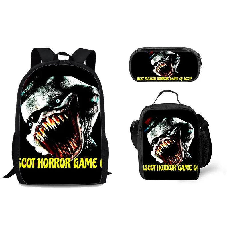 sac à dos tendance et populaire avec impression 3d frankie, ensemble de 3 pièces pour étudiants : sac à dos pour ordinateur portable, sac à déjeuner et trousse.