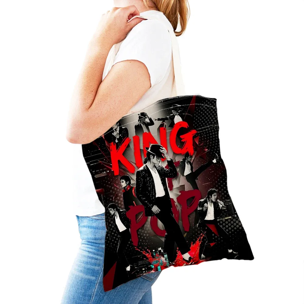 michael jackson – sac de shopping pour femmes, double impression, sacs de shopping super star lady, sac à main design, sac fourre-tout écologique, portable et pratique