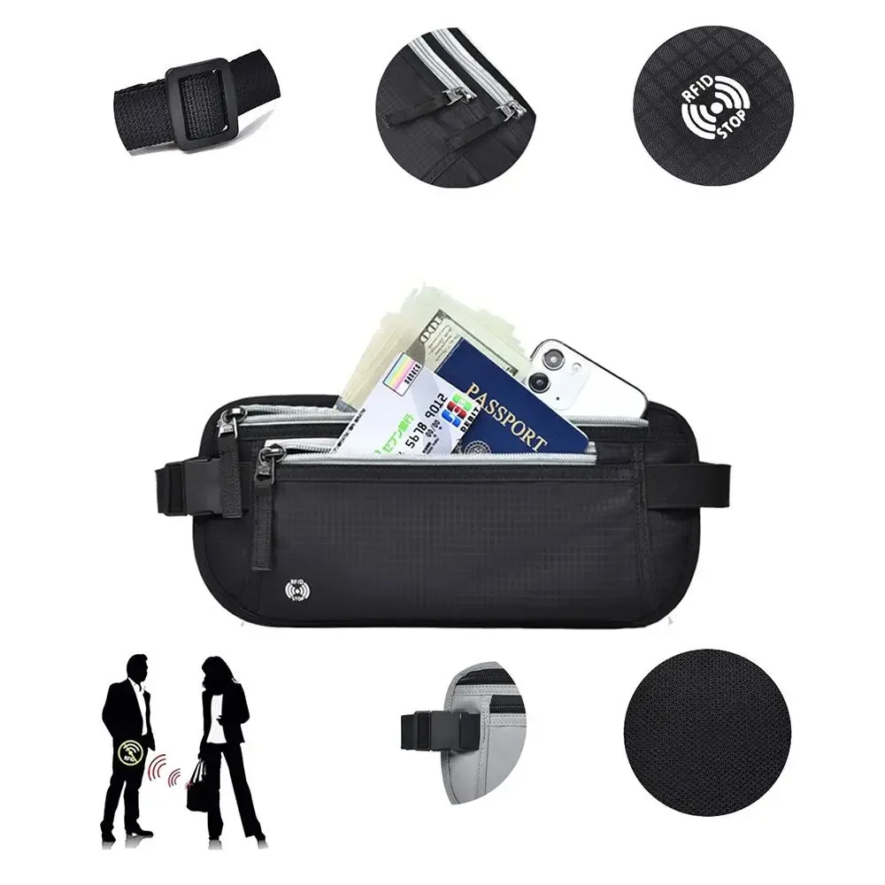 sac de voyage rfid créatif multicolore pour passeport, certificats personnels, portefeuille antivol, sac banane pour voyages d'affaires
