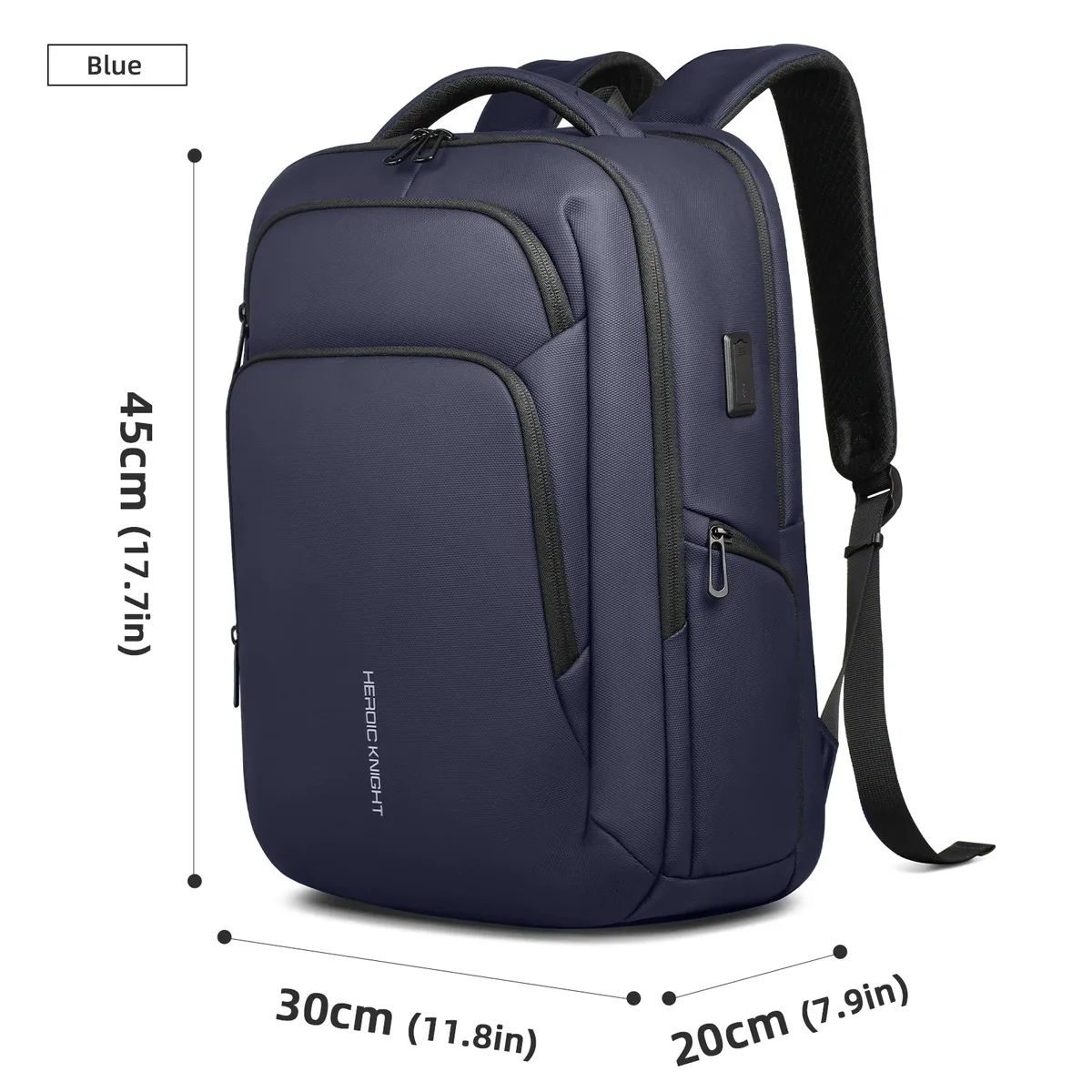hk sac à dos d'affaires multifonctionnel hommes sac à dos de voyage de grande capacité étanche 17.3 "sac pour ordinateur portable avec usb sac à dos de travail de bureau