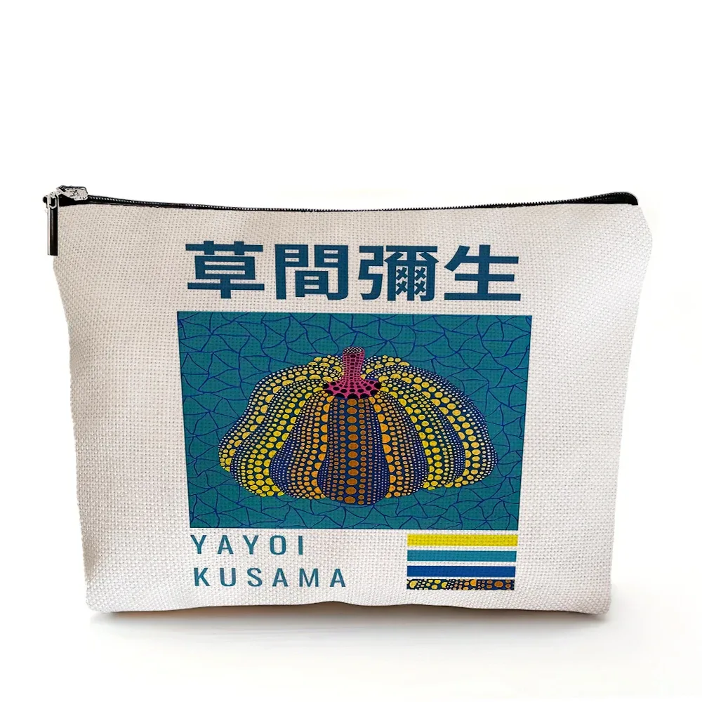 yayoi kusama pochette de maquillage japonais pop art à pois art design floral étui à cosmétiques mode dame beauté sac de rangement à la mode