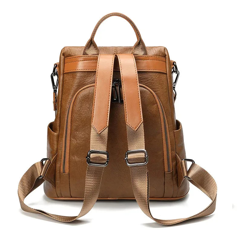 sac à dos antivol marron pour femme, sac à main souple pour étudiant, sac à main pour fille, multifonctionnel, initié, école, muniwork
