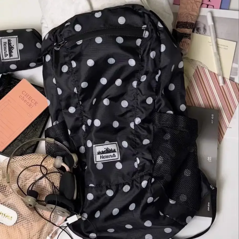 sac à dos en nylon à pois 2026, nouveau sac à dos ultraléger d'été grande capacité, sac à dos coréen tendance