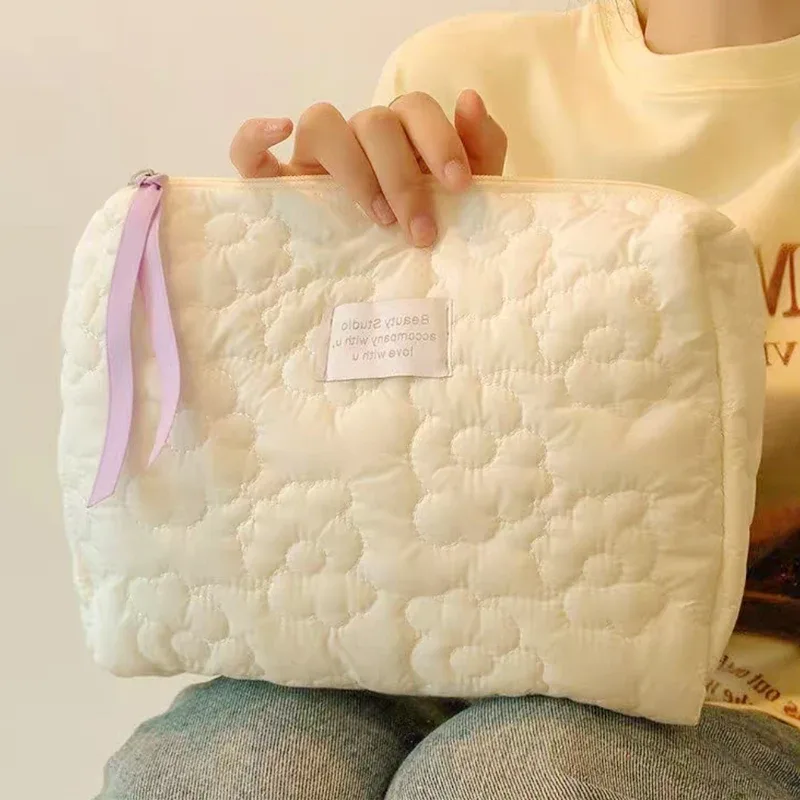 sac à cosmétiques à motif de fleurs douces, emballage de maquillage portable, présentoir, organisateur de rangement, grande capacité, pochette de lavage de voyage pour femmes
