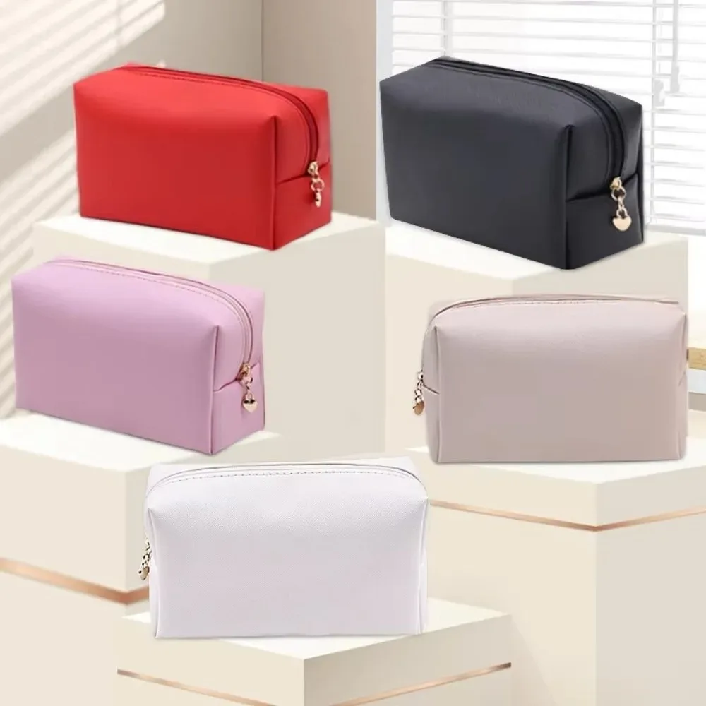 nouvelle trousse de maquillage en cuir pu, fermeture éclair étanche, trousse de toilette grande capacité, trousse à cosmétiques pour femmes et hommes