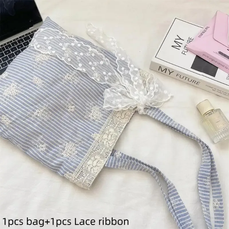 sac à main en toile grande capacité avec bandoulière en dentelle, élégant sac de voyage