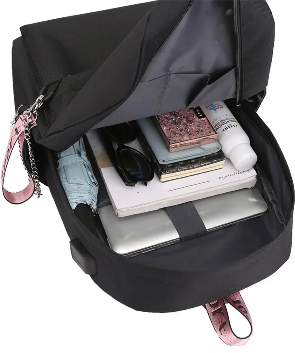 sac à dos scolaire pour étudiants et adolescents, sac à dos mignon kawaii avec motif de chat anime, sac à dos pour livres avec sacs à lunch portables, 3 pièces
