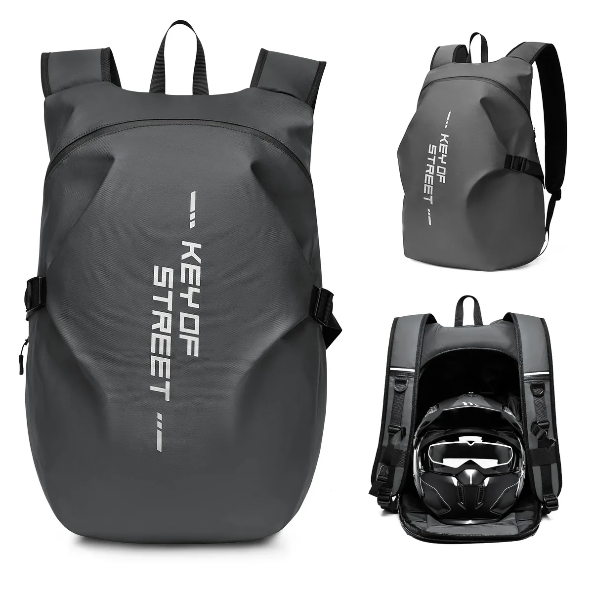 sac à dos de casque pour moto, sac de rangement de casque étanche de grande capacité, sac à dos de randonnée avec bande réfléchissante