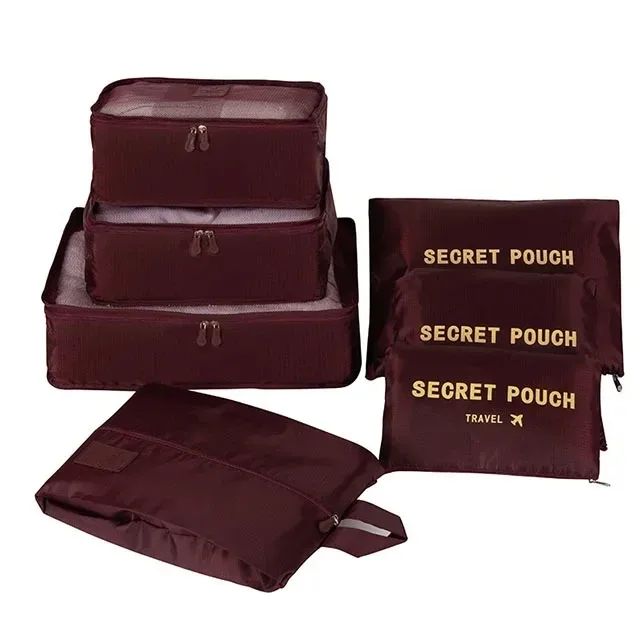6/7 pièces ensemble organisateur de voyage sacs de rangement emballage multifonction cube sac pour vêtements bien rangé portable garde-robe valise pochette