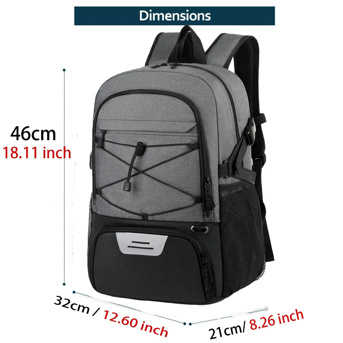 sac à dos de sport pour basket-ball 35l avec compartiment pour chaussures, sac de sport réfléchissant pour ordinateur portable 15,6 pouces pour hommes et femmes