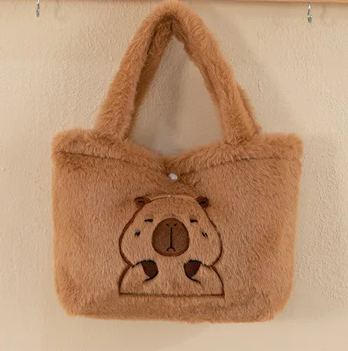sac à dos en peluche capybara, mignon animal rempli doux marron clair avec rangement multifonctionnel pour les yeux, idéal pour le coussin de canapé, la décoration de la maison