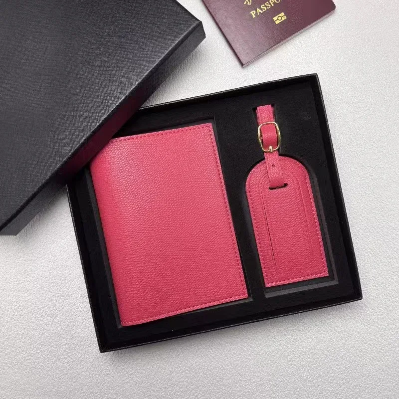 porte-billets personnalisé gratuit, simple et polyvalent, motif palmier, en cuir, multifonctionnel, avec étiquette de bagage et coffret cadeau
