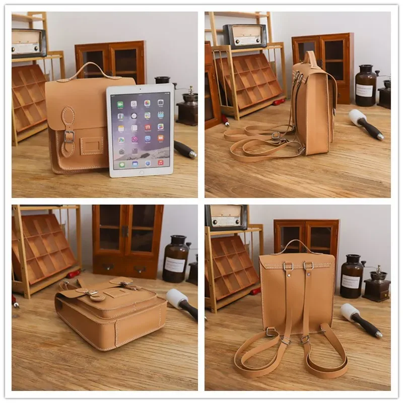 sac à dos rétro fait à la main, sacoche cousue à la main, matériel de bricolage personnalisé, sac tissé cambridge de grande capacité