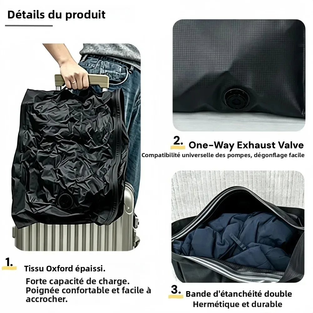 sacs de rangement sous vide pour bagages de voyage, sacs de compression épais et étanches, économiseurs d'espace pour vêtements, organisateur de voyage et de camping
