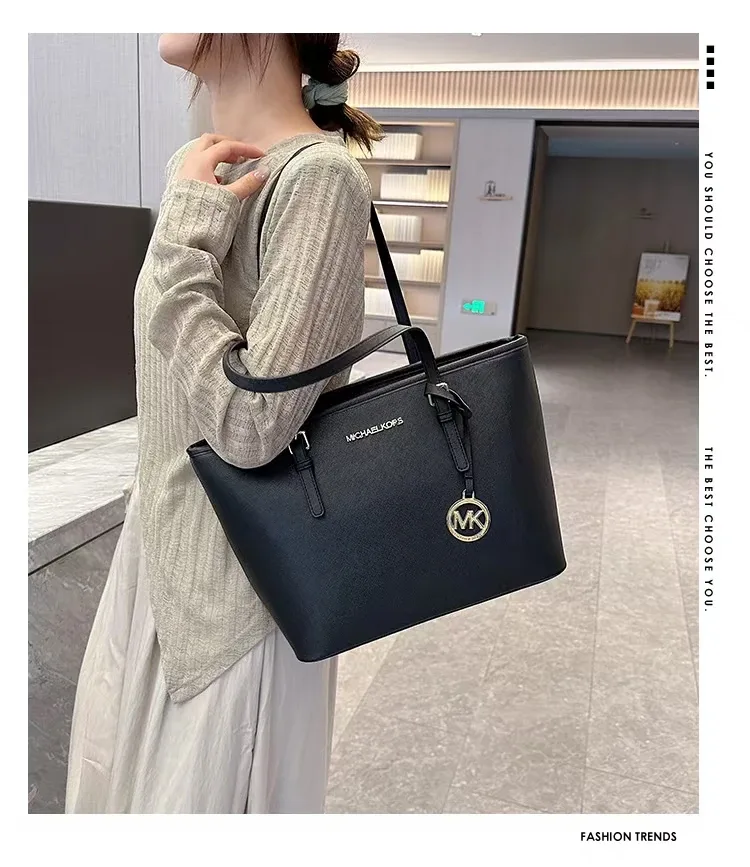 sac fourre-tout à grande capacité pour femmes michael kors, sac à bandoulière mk classique, couleur unie, en pu de haute qualité, idéal pour les loisirs et les voyages en plein air.