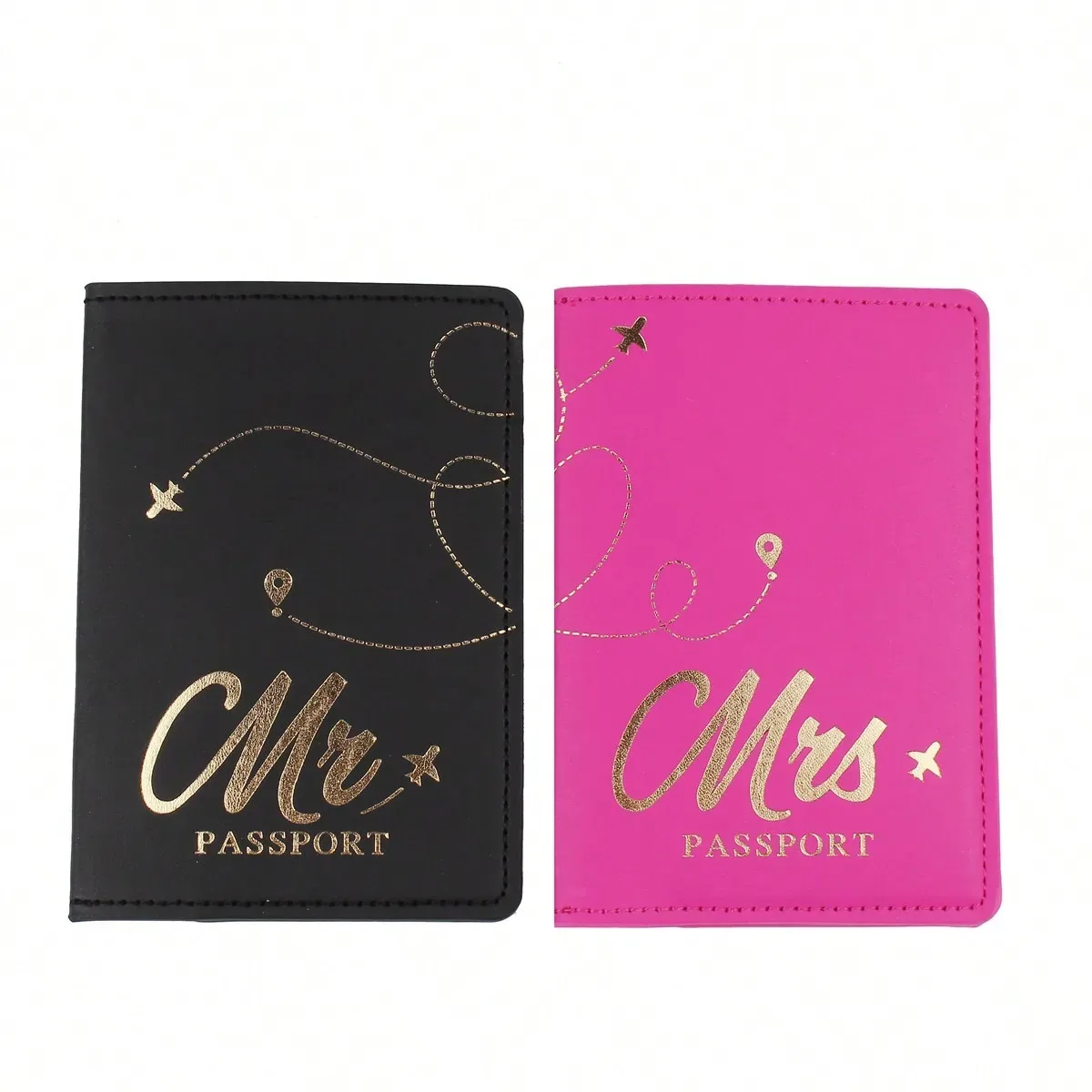 2 pièces/ensemble nouveau porte-passeport en cuir pu mr & mrs, porte-cartes, accessoires de voyage légers, portefeuille, cadeau pour les amoureux